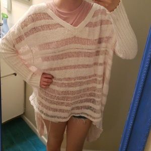 Free People loose knitted pink sweater